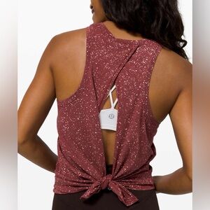 EUC Lululemon All Tied Up Tank Maroon Pink Splatter Dye Savannah Pima Cotton
